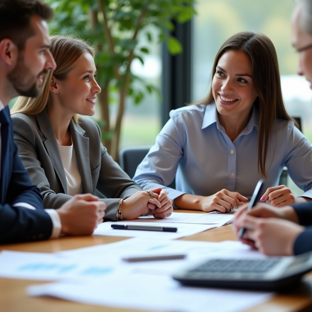 Reunión con cliente de consultoría financiera